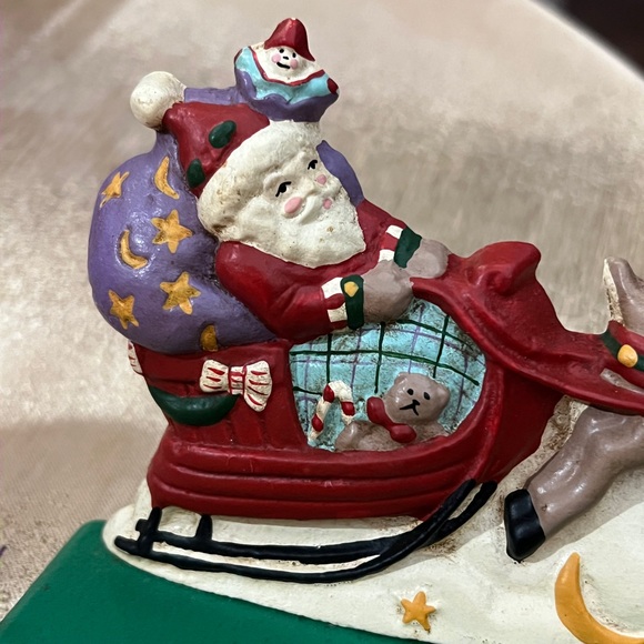 Mary Engelbreit Cast Iron Santa and Reindeer Double Stocking hanger New Vintage - Picture 4 of 10